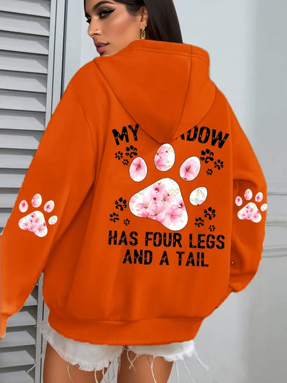 Hoodie für Damen mit Kapuze und Tiermotiv Print – Oversize Sweatshirt mit Pfotenabdruck