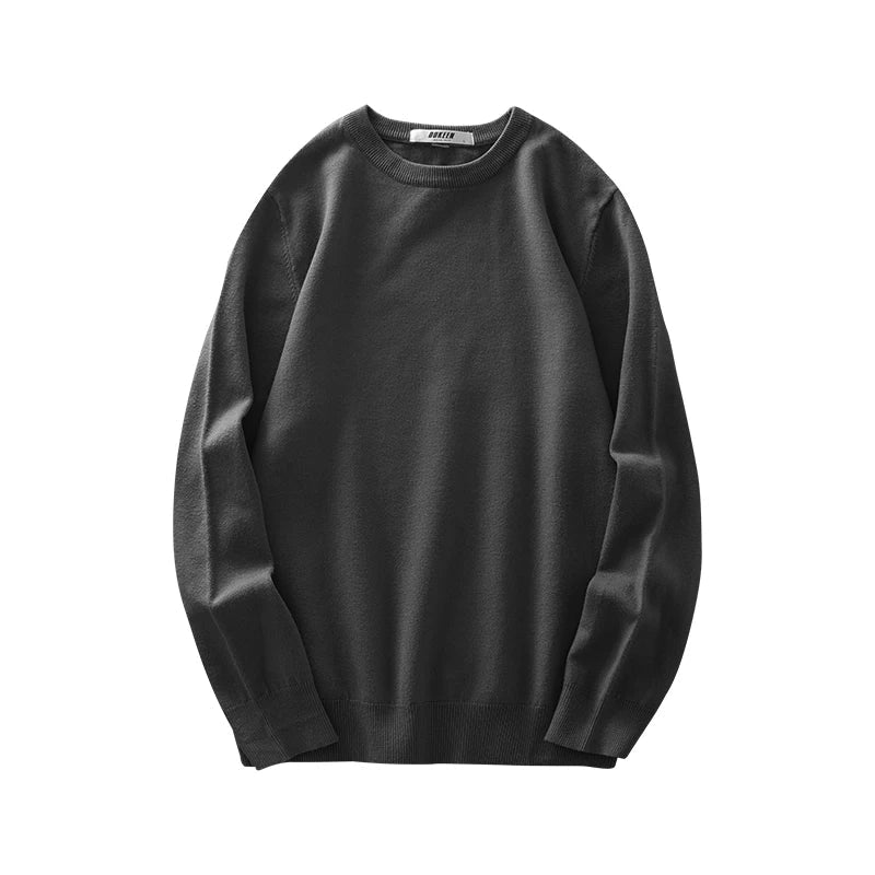 Pullover unisex a maniche lunghe, girocollo, in maglia fine con polsini a coste