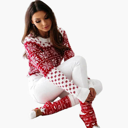 Suéter noruego para mujer con patrón de copos de nieve – Perfecto para invierno y Navidad
