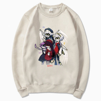Sudadera unisex con capucha, estampado de personajes y bolsillo canguro