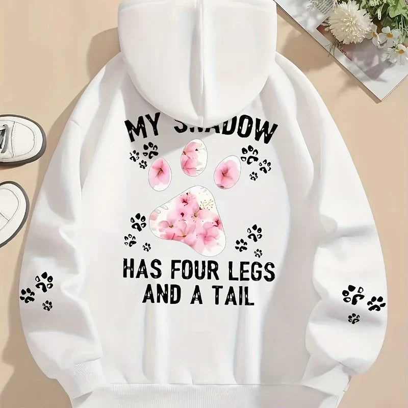 Hoodie für Damen mit Kapuze und Tiermotiv Print – Oversize Sweatshirt mit Pfotenabdruck