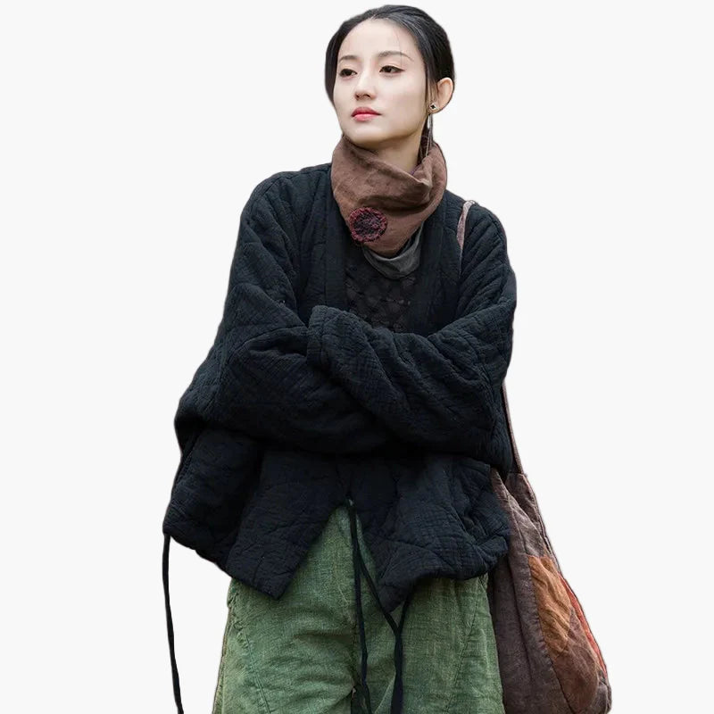 Dames kimono-jack in vintage stijl – Comfortabel overgangsjack voor dagelijks gebruik en vrije tijd