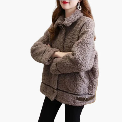 Damen Teddyfell Übergangsjacke – Modischer Freizeit-Look für Herbst & Winter