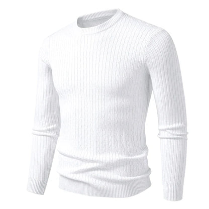 Herren Pullover Rundhals Zopfmuster Langarm Strickpullover