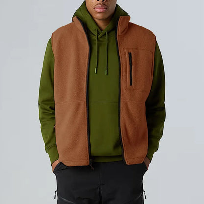 Gilet polaire à col montant avec fermeture éclair et poches
