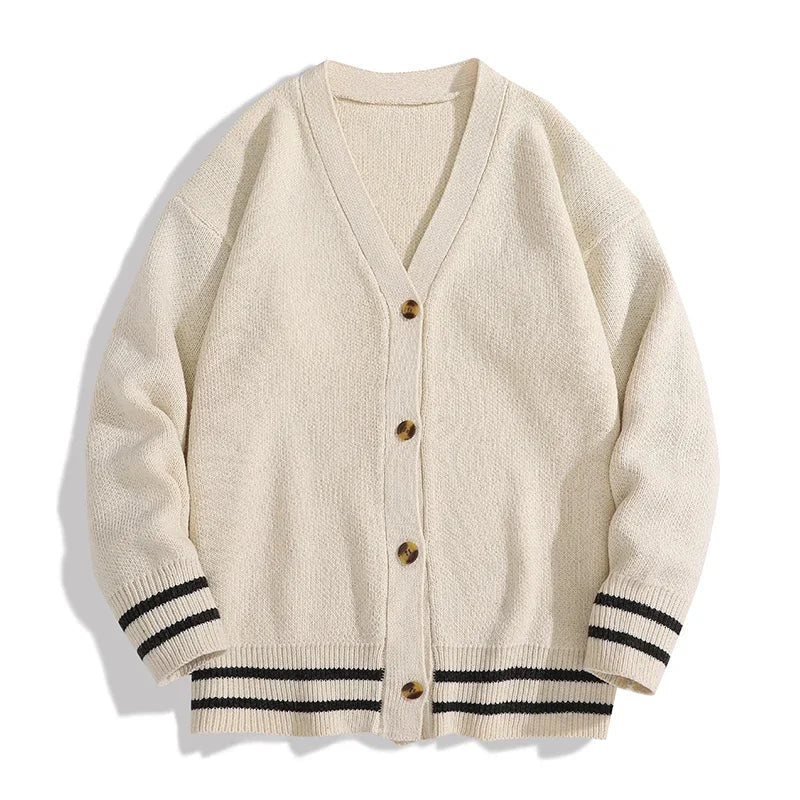 Cardigan med V-hals og striber, unisex