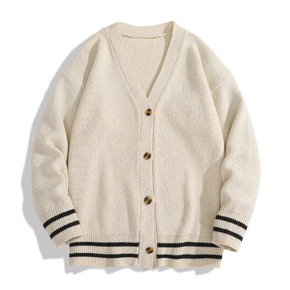 Cardigan med V-hals og striber, unisex