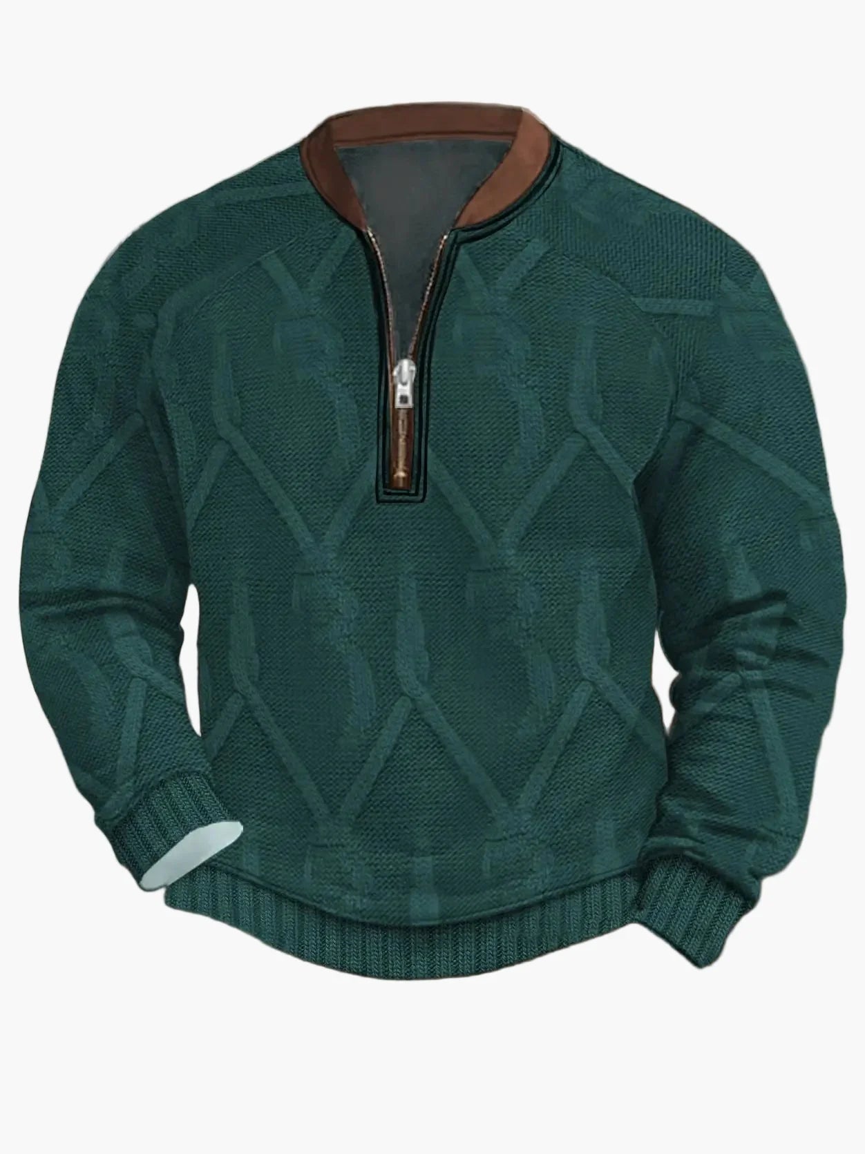 Pull homme style vintage avec demi-fermeture éclair – Pull décontracté élégant pour quotidien et extérieur