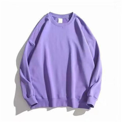 Pullover felpa unisex basic a maniche lunghe e girocollo, multicolore