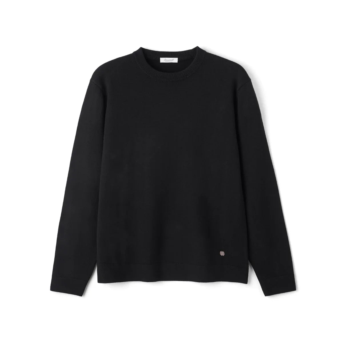 Unisex Langarm Pullover Rundhals schlicht gerippte Bündchen unifarben