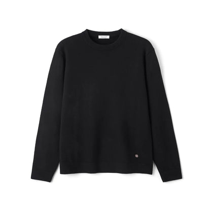 Unisex Langarm Pullover Rundhals schlicht gerippte Bündchen unifarben