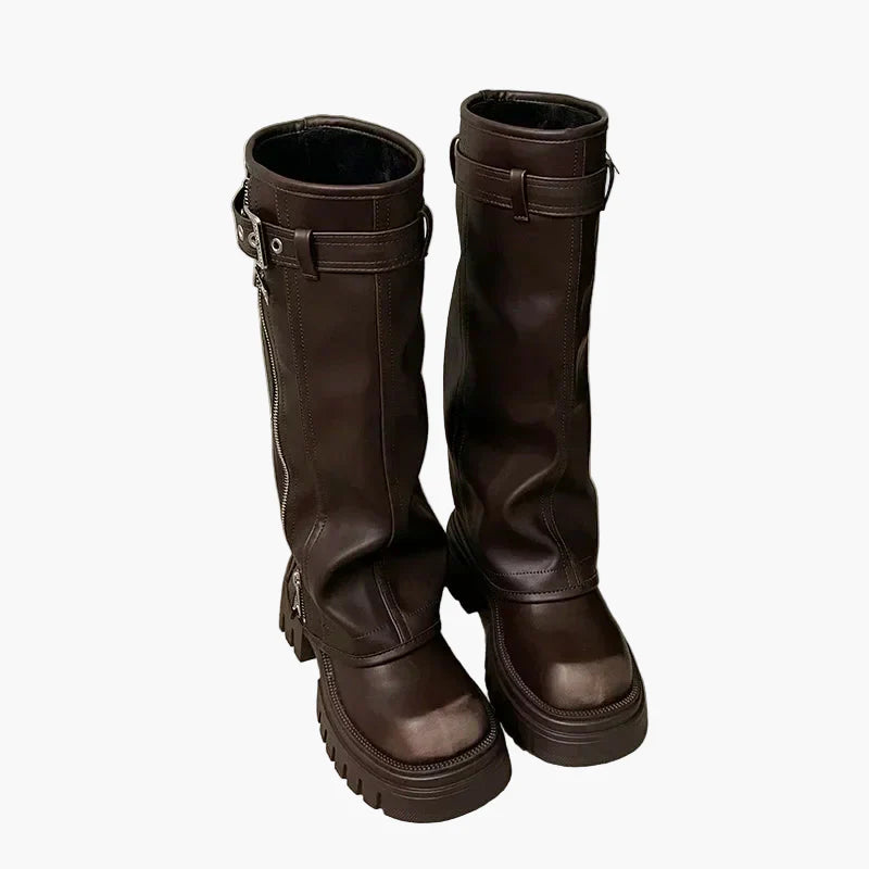 Damskor med platå, dragkedja och spänne – Trendiga chunky boots för höst och vinter