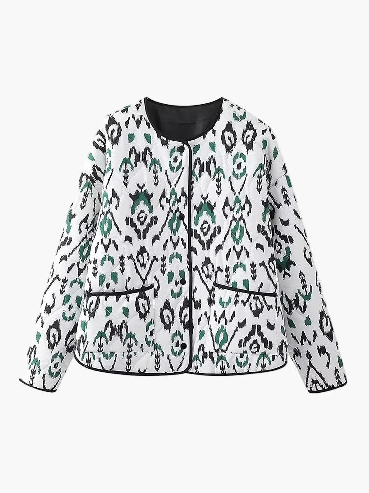 Damen Steppjacke im Boho-Stil – Casual Übergangsjacke mit modernem Muster für Alltag und Freizeit
