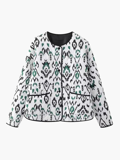 Damen Steppjacke im Boho-Stil – Casual Übergangsjacke mit modernem Muster für Alltag und Freizeit