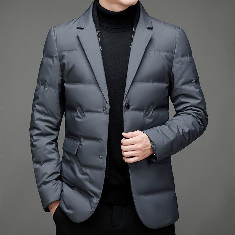 Heren doorgestikte blazer modern business casual winterjas – elegant & veelzijdig