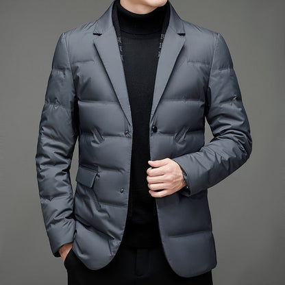 Heren doorgestikte blazer modern business casual winterjas – elegant & veelzijdig