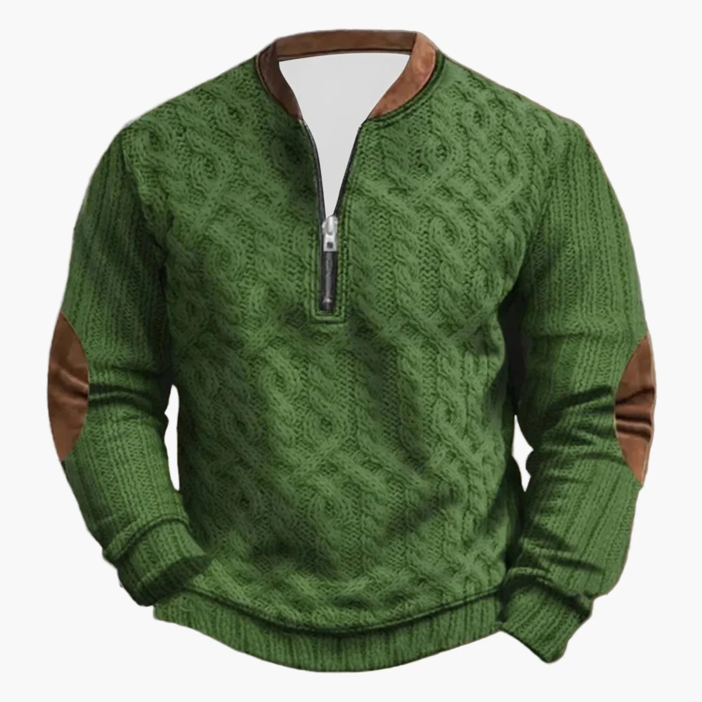 Herren Outdoor Freizeit Pullover mit Stehkragen und Reißverschluss – Modischer Strick-Look für Alltag & Freizeit