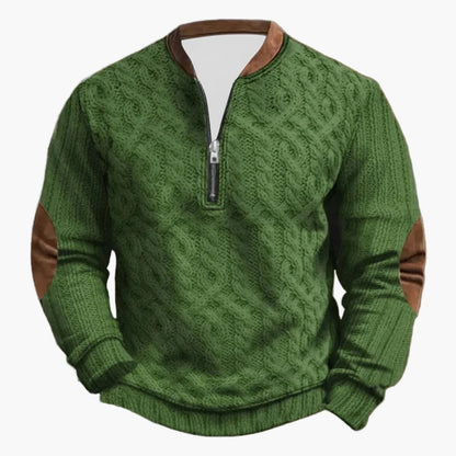 Herren Outdoor Freizeit Pullover mit Stehkragen und Reißverschluss – Modischer Strick-Look für Alltag & Freizeit