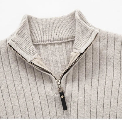 Męski sweter dziany ze stójką i półzamkiem – Elegancki sweter na co dzień i do biura
