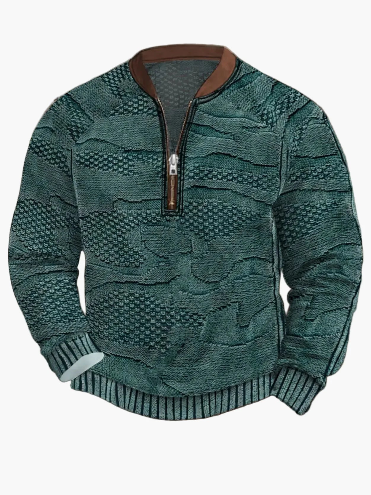 Pull homme style vintage avec demi-fermeture éclair – Pull décontracté élégant pour quotidien et extérieur
