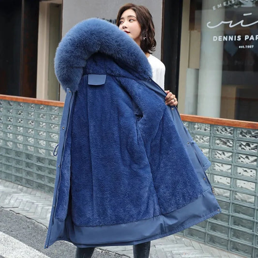 Winterparka mit Plüschfutter und abnehmbarem Kunstpelzkragen