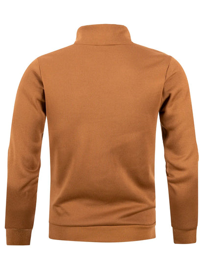 Felpa da uomo con mezza cerniera, collo alto, pullover a maniche lunghe