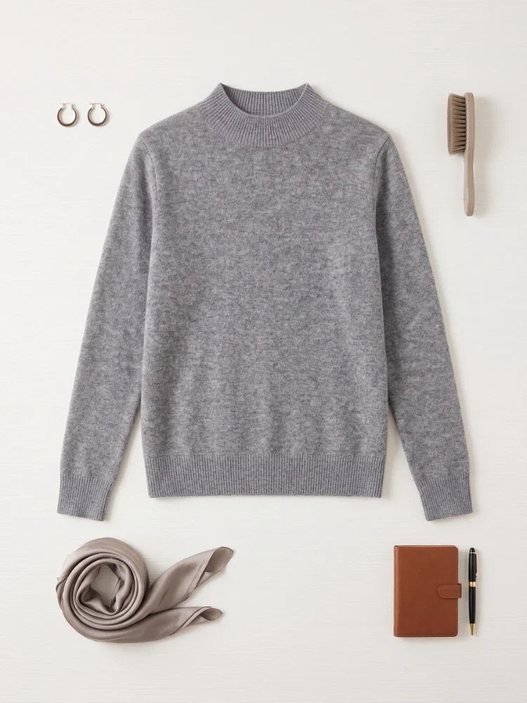 Rollkragenpullover Damen Strickpullover Basic Stehkragen