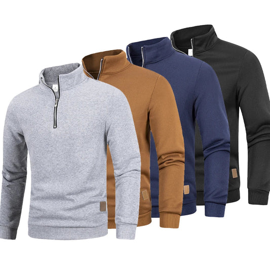 Herren Halb-Reißverschluss Sweatshirt Stehkragen Langarm Pullover