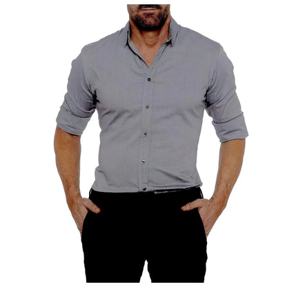 Herren Slim Fit Business Freizeithemd Langarm Modern Elegant