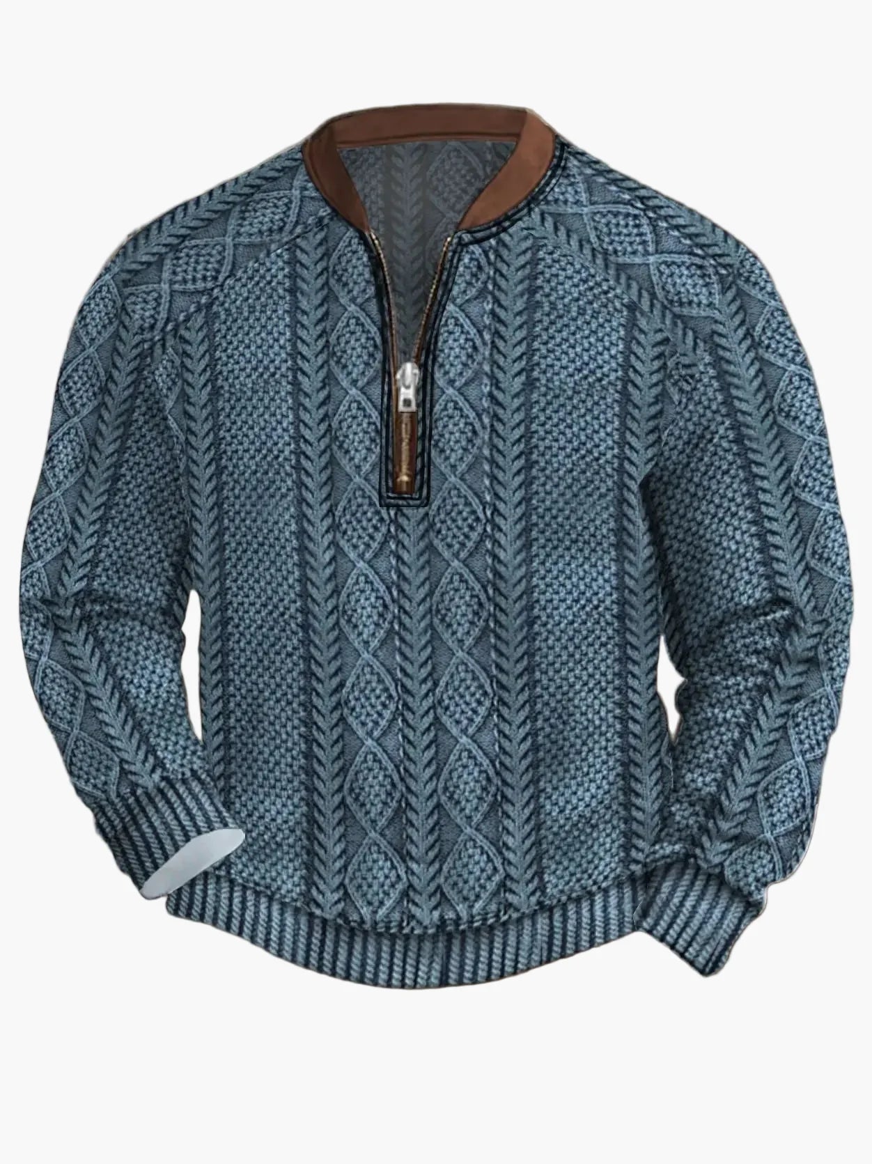 Pull homme style vintage avec demi-fermeture éclair – Pull décontracté élégant pour quotidien et extérieur