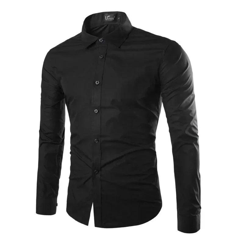 Herre business fritidsskjorte slim fit moderne langermet skjorte – Elegant stil for kontor og hverdag