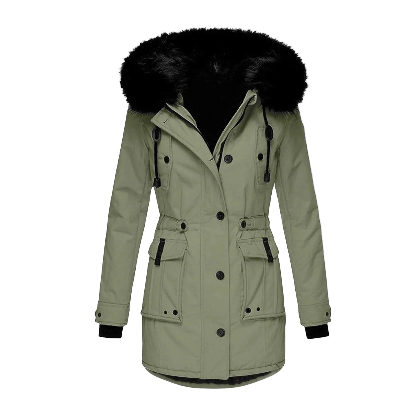 Giacca invernale da donna stile vintage con cappuccio e collo in pelliccia – Elegante cappotto per tutti i giorni e tempo libero