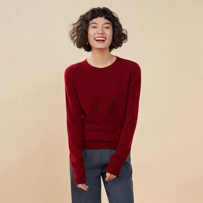 Pull femme col rond manches longues en maille