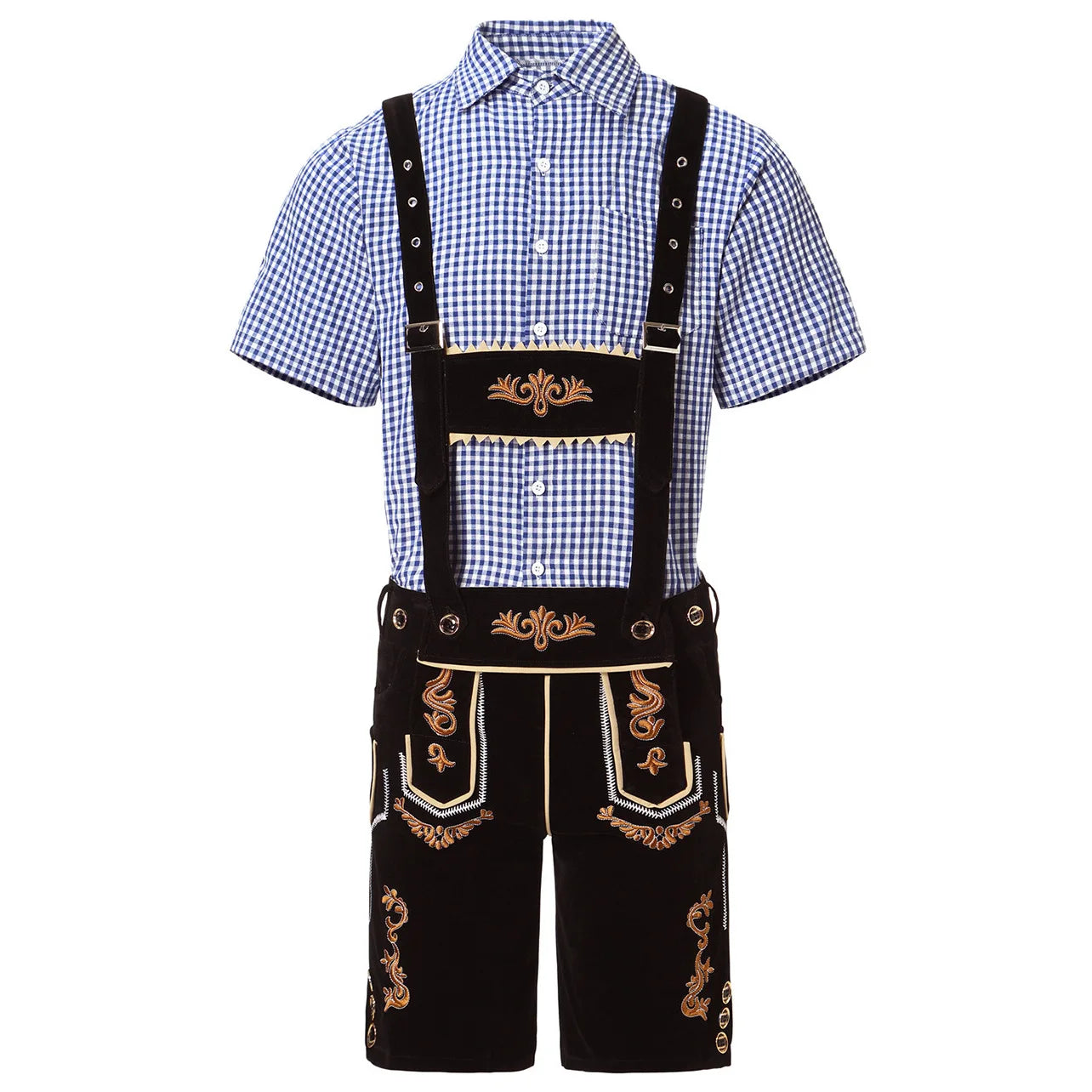 Herren Lederhosen Set Karohemd Hut Trachten Set Oktoberfest