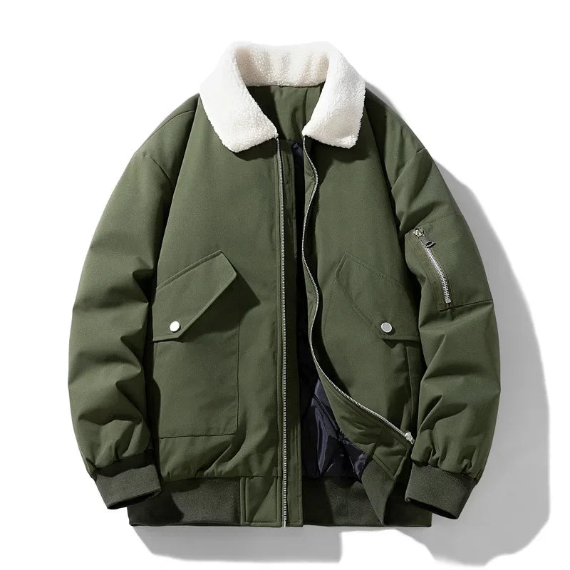 Herren Winter Bomberjacke mit Teddykragen – Modischer Freizeit- und Alltagsbegleiter