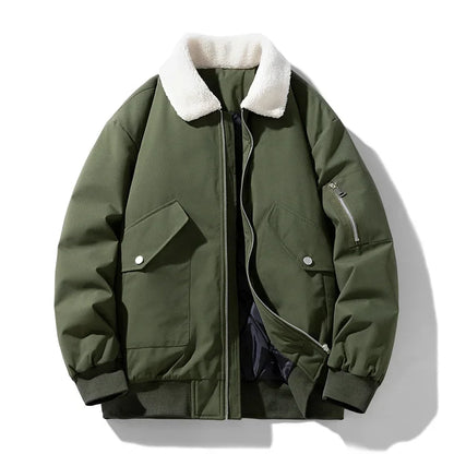 Herren Winter Bomberjacke mit Teddykragen – Modischer Freizeit- und Alltagsbegleiter