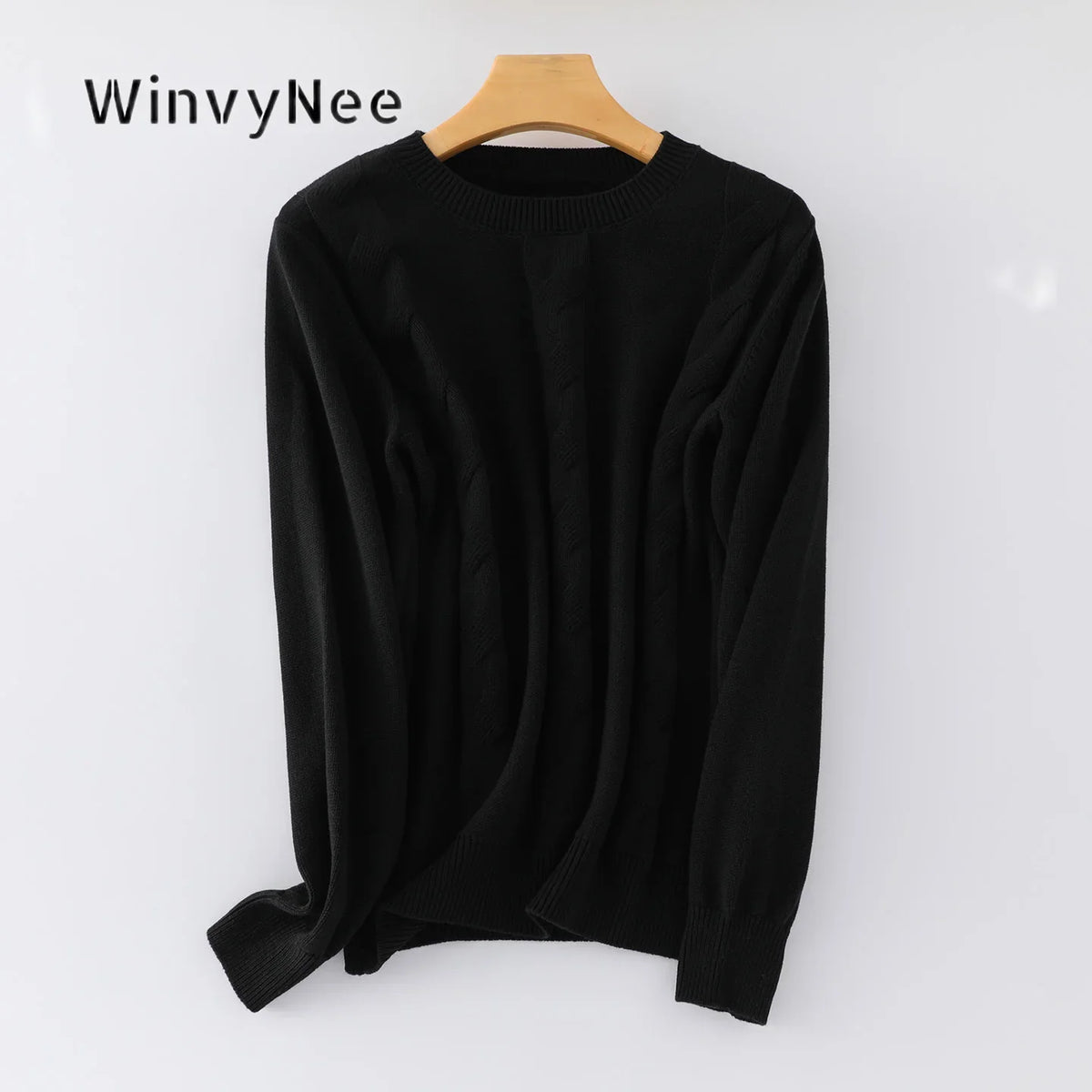 Damen Strickpullover Rundhals Zopfmuster Langarm