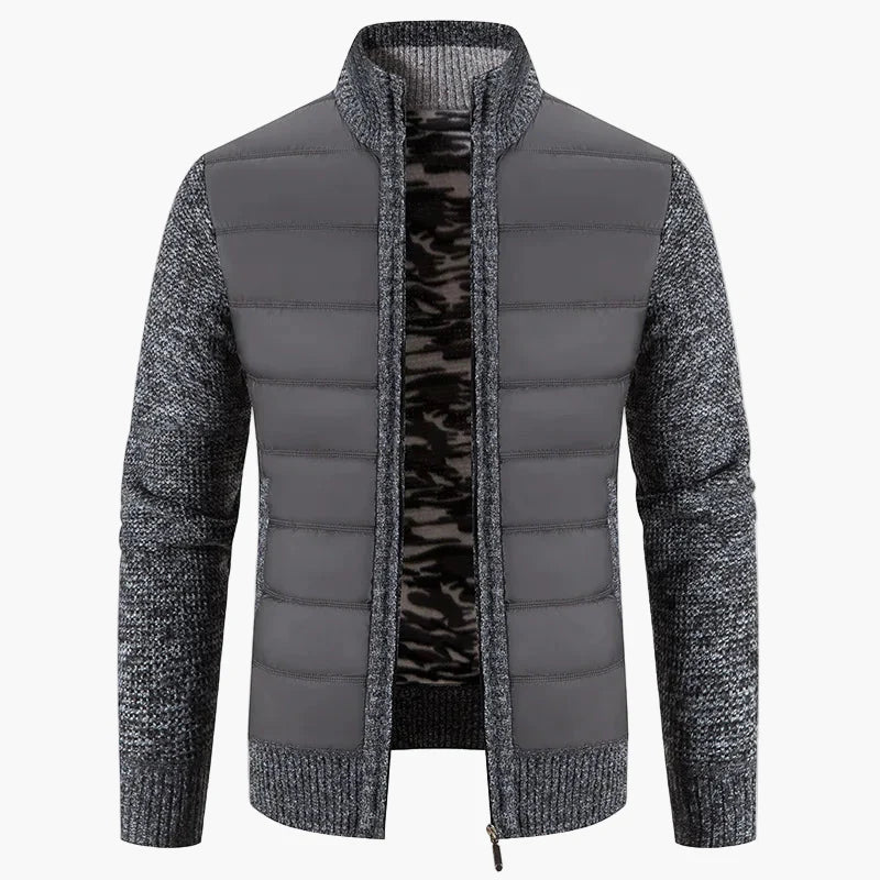 Herre quiltet jakke i urban casual look – Komfortabel fritids-zipper med strikkede ærmer