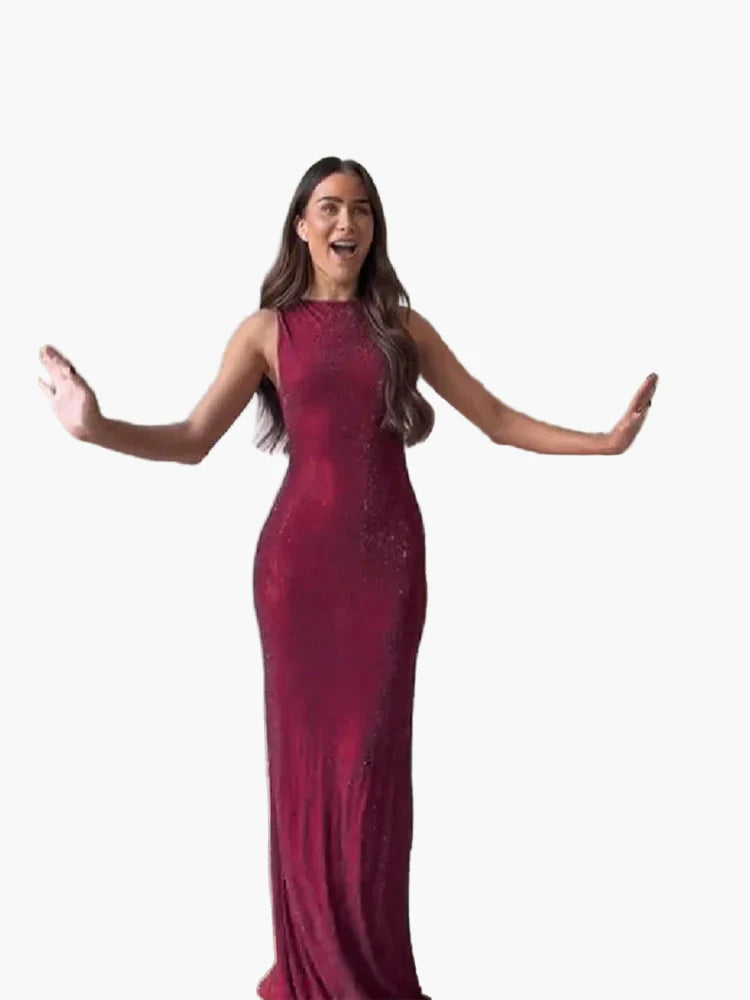 Abito da sera da donna elegante, aderente, scintillante e lungo fino a terra – Perfetto per occasioni festive