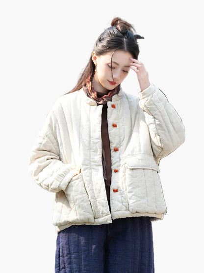 Damen Vintage Kurzjacke – Lockerer Stil, Freizeit Herbst/Winter Jacke