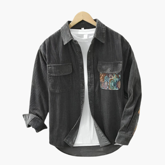Heren Vrijetijdshemd in Vintage Look met Borstzak – Casual Streetstyle voor Dagelijks Gebruik & Kantoor