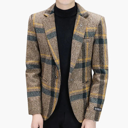 Blazer a quadri da uomo in stile business moderno – Elegante monopetto per ufficio e quotidiano