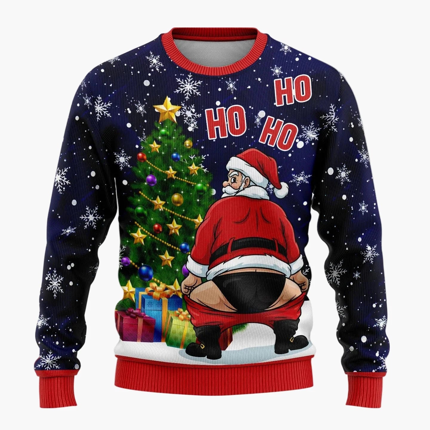Męski zabawny świąteczny sweter Ugly Christmas Sweater z figlarnym Mikołajem na imprezy