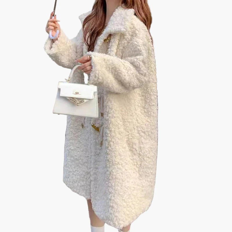 Damen Oversize Teddy Mantel im lässigen Streetstyle für Herbst und Winter