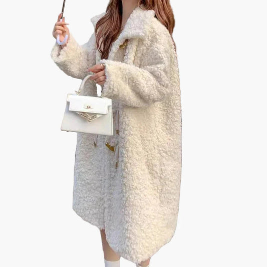 Damski oversize płaszcz teddy w swobodnym stylu street na jesień i zimę