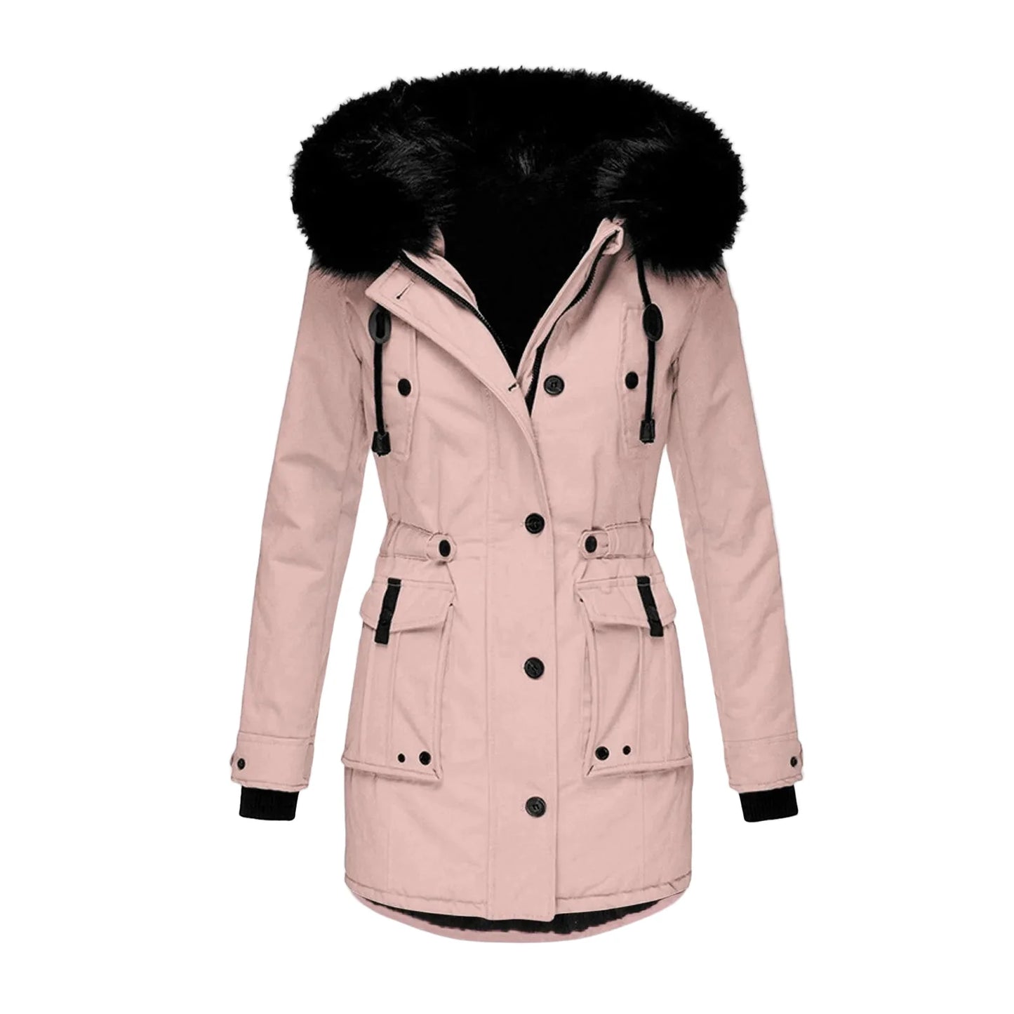 Giacca invernale da donna stile vintage con cappuccio e collo in pelliccia – Elegante cappotto per tutti i giorni e tempo libero