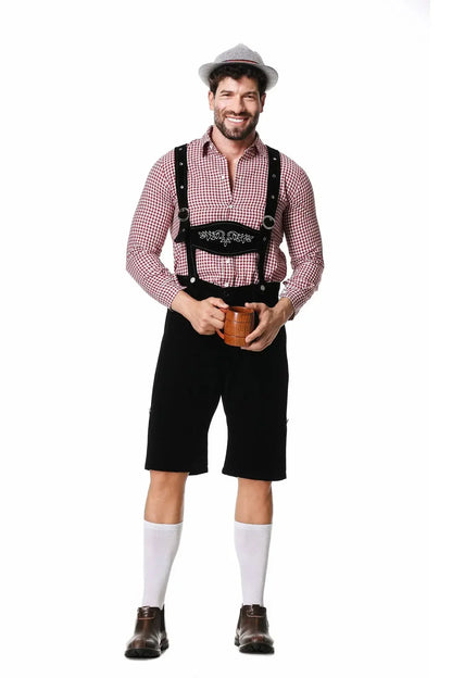 Culotte courte traditionnelle pour homme en cuir avec bretelles