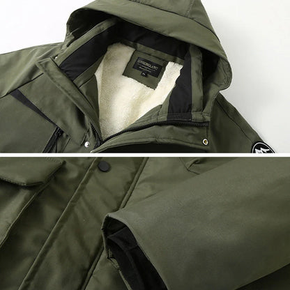 Męski zimowy parka outdoor w rozmiarze XXL – funkcjonalna ciepła kurtka przejściowa z kapturem