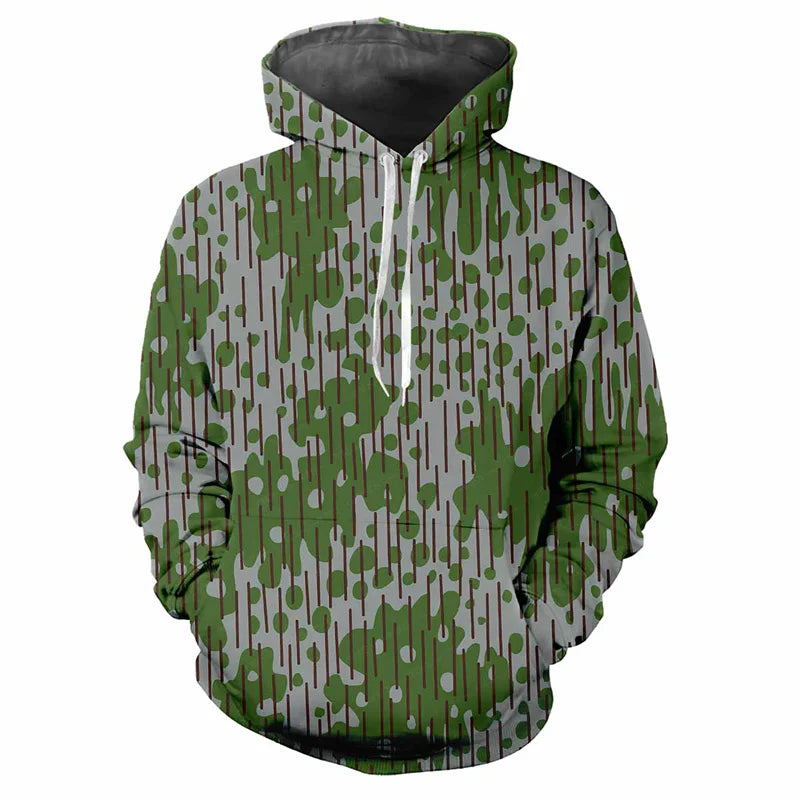 Hoodie Camouflage-Muster Kapuzenpullover mit Kängurutasche