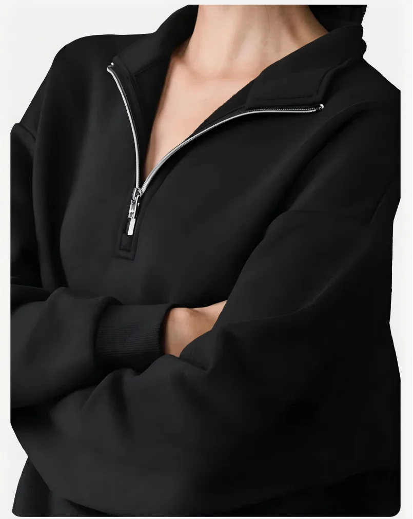 Damen Loungewear Set Hellgrau mit Reißverschluss-Sweatshirt und Shorts